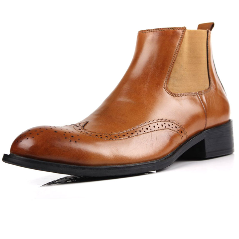 2014 Winter/autumn Men's Boots Genuine Leather Cowhide Pointed Toe