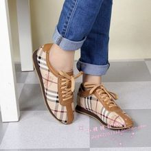 2014 autumn fashion brand designer plaid lace-up classic women sneakers genuine leather high quality size 34-39