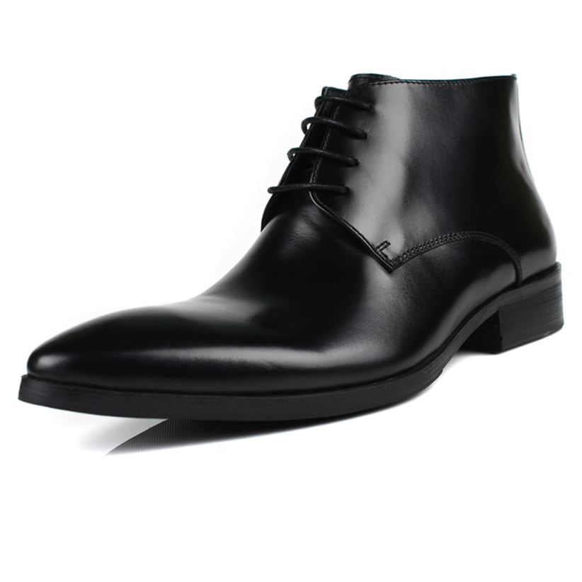 Genuine Leather Men's Ankle Boots Business Formal Pointed Toe First