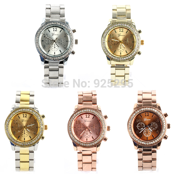Hot salesNewlyGeneva Bling Crystal Women Girl Charm Stainless Steel Quartz Wrist Watch