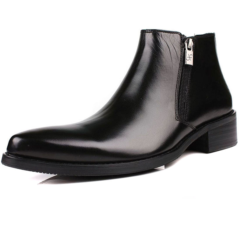2014 Winter/autumn Men's Boots Genuine Leather Cowhide Pointed Toe