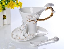 3Pcs Deer Take a Nap under a Pine Tree Franz Porcelain Coffee set/ Cup saucer and Spoon