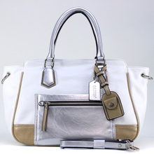 Women s Petite Two tone Metallic Contrast Fashion Tote Bag w Bonus Strap