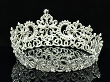 Free Shipping Trendy Cute Hi Q Crystal Zircon Symmetric Tiara Crown Wedding Ball Jewelry 8648