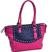 Dasein Pyramid Studded Two Tone Winged Satchel for Women