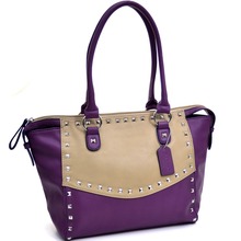 Dasein Pyramid Studded Two Tone Winged Satchel for Women