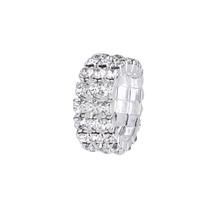 New 2014 Brand New Elastic Silver Tone 3 Row Crystal Rhinestone Toe Ring Bridal Jewelry 9mm