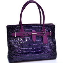 Women s Belted Patent Croco Satchel
