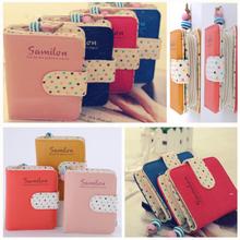 Fashion Girl Purse 6 Colors Choice Polka Dots Leather Zipper Wallet Multiple Cards Holder Wallet GB9065#Y5