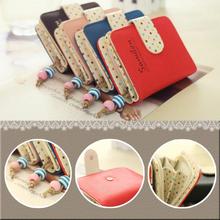 6 Colors Polka Dots Leather Zipper Wallet Multiple Pockets Credit ID Cards Holder Purse XB9065