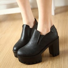 2014 spring fashion thick heel platform high-heeled shoes platform boots round toe elastic strap HARAJUKU vintage ankle boots