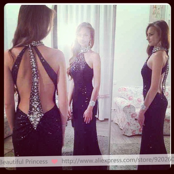 Crystal Prom Dress 2014 New Elegant Evening Gown Floor Length Dress ...