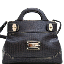 Chic Croco Fashion Satchel w Gold Accents for Women