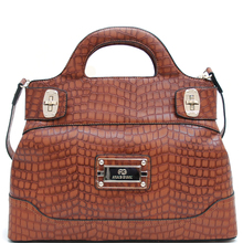 Chic Croco Fashion Satchel w Gold Accents for Women