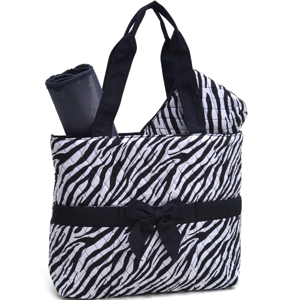 Rosen Blue Zebra Print Diaper Bag 3 Piece Set