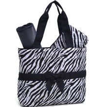 Rosen Blue Zebra Print Diaper Bag 3 Piece Set