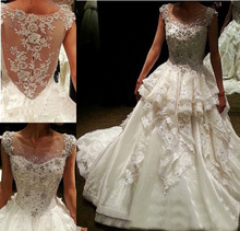 2014 New Arrivals Sweetheart Luxo Cristal vestidos de casamento Ivory Luxury Crystal Long wedding dresses china free shipping