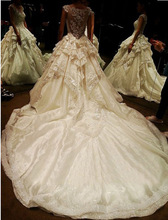 2014 New Arrivals Sweetheart Luxo Cristal vestidos de casamento Ivory Luxury Crystal Long wedding dresses china