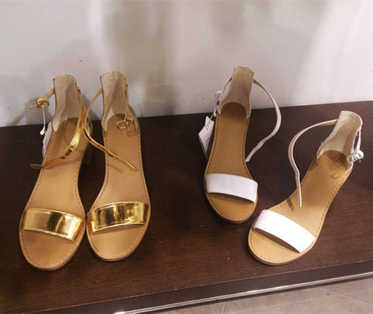 2014 summer women elegant fashion belt open toe sandals thick heel high quality gold white