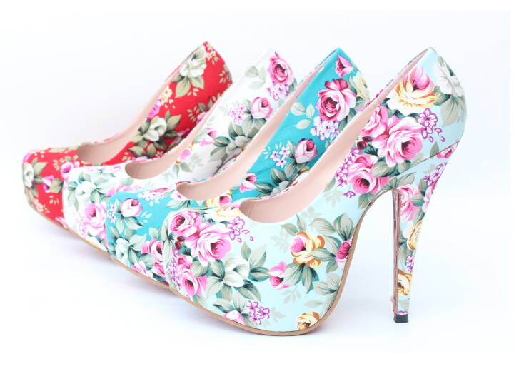 32 43 Women s high heels sexy printing flowers platform shoes Nightclubs sys 90