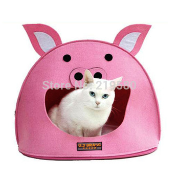 Cat bed cartoon pink pig dog house cat litter grade kangaroo nest Beds ...