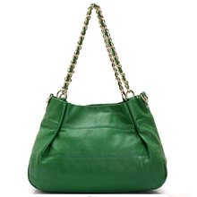 Designer handbags high quality geniune cowhide leather chain straps shoulder bag elegant mature lady green color