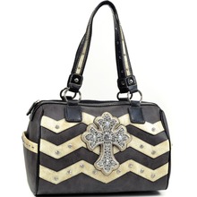 Western Cross and Rhinestone Accented Satchel Bag 