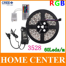 5M 3528 RGB 300Leds Led Strips light and 44Key IR Controller and 12V 3A Power supply 60Leds/m  With tracking number EU US AU UK
