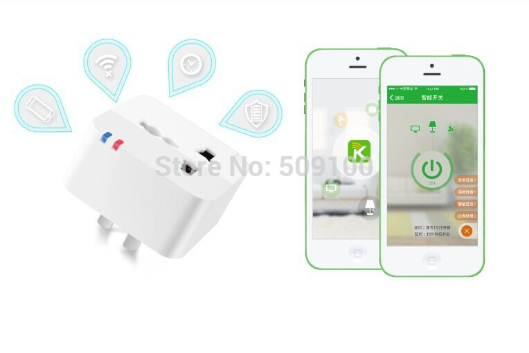 Electronic 2014 new UK Smart plug WiFi Smartphone Remote control socket Wireless Switch for Anddroid And