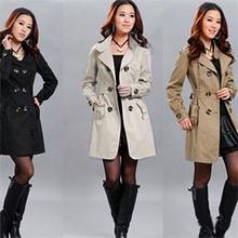 New Fall Winter Pretty Slim Long Trench Women Long Sleeve Mandarin Collar Buttons Double Breasted Belt
