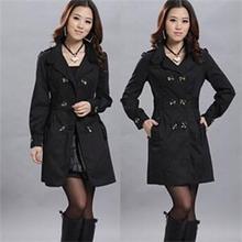 New Fall Winter Pretty Slim Long Trench Women Long Sleeve Mandarin Collar Buttons Double Breasted Belt