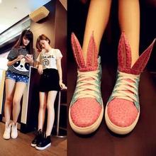 Summer new candy-colored rabbit ears Korean high-top canvas shoes, casual shoes student