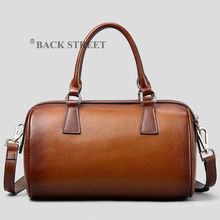 Vintage Genuine Leather Handbag Women Shoulder Bag Brand Designer Retro Style Cowhide Purse Female Boston Bag