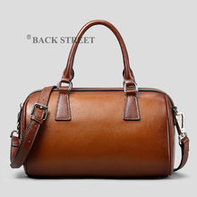 Vintage Genuine Leather Handbag Women Shoulder Bag Brand Designer Retro Style Cowhide Purse Female Boston Bag