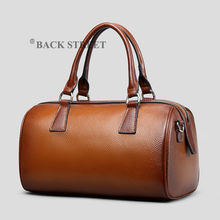 Vintage Genuine Leather Handbag Women Shoulder Bag Brand Designer Retro Style Cowhide Purse Female Boston Bag