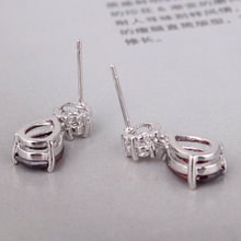 2014 Brand New Fashion Designer 18K White Gold Plated Earring Garnet Zircon Crystal Dangle Earings for