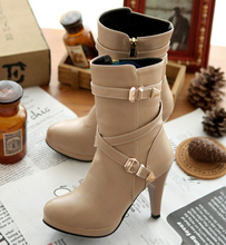 New winter 2014 Women Autumn Boots leather pointy Shoes Women s Boots Black motorcycle Ankle boots