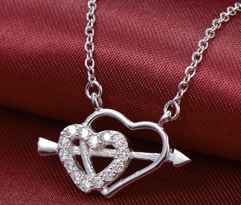 925 silver necklace chain clavicle row clavicle chain the arrow of cupid necklace NM NS 
