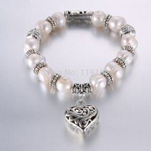 Fashion Jewelry freshwater pearl bracelet heart love pendant bracelets for women pearl bracelet women bracelet Charm Bracelets