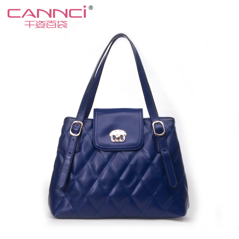 Cannci 2014 women s plaid handbag cowhide handbag casual lockbutton messenger bag