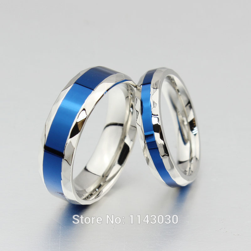 Blue Titanium Couple Rings Women Wedding ring Men Promise Ring Woman ...