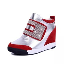 Hot Sale New Women s Boots Wedge Women Sneakers Rhinestone Canvas High Top Platform Shoes Woman
