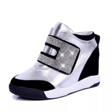Hot Sale New Women s Boots Wedge Women Sneakers Rhinestone Canvas High Top Platform Shoes Woman