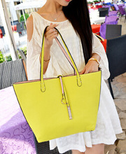 2014 Casual Fashion Wild Big Hit Color Double-Sided Shoulder Bag Handbag Bag Trend Back Macarons