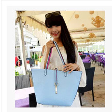 2014 Casual Fashion Wild Big Hit Color Double Sided Shoulder Bag Handbag Bag Trend Back Macarons