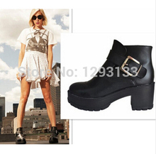 Punk Rock Buckle Strap Chunky Heels Platform womens Ankle Boots Shoes Free Shipping by Regisgered Chinapost Airmail  0841
