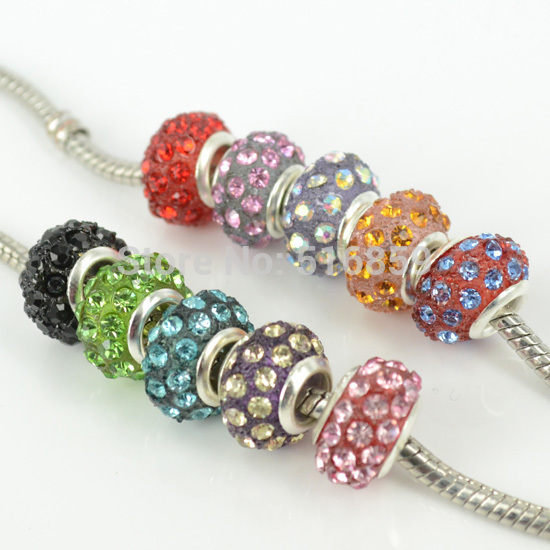 Wholesale 10PC Mixed Multicolor Crystal Inlay Resin 14 x 10mm Spacer Wheel Loose Beads Fit Pandora