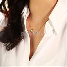 New 2014 Hot Sale Elegant Women Necklaces Silver Gold Cross Pendant Necklaces Women Trendy Fashion Women