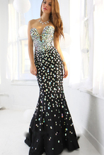 Black Crystal Mermaid Prom evening dresses 2014 vestido de festa Sweetheart Lace Up Sexy Long Evening