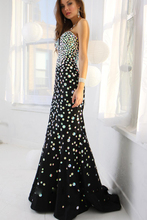 Black Crystal Mermaid Prom evening dresses 2014 vestido de festa Sweetheart Lace Up Sexy Long Evening